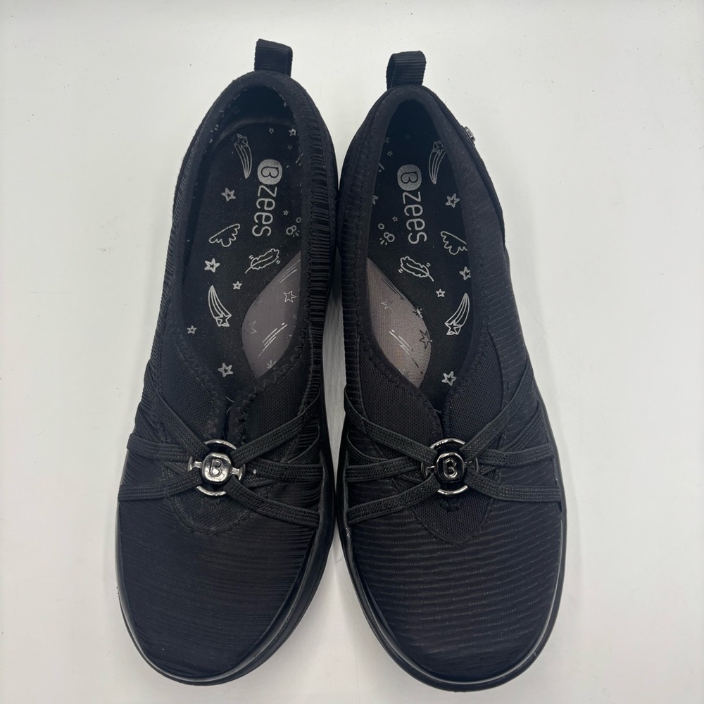 BZees LifeStride Niche Black Mesh Slip-On Comfort Flats - 8.5